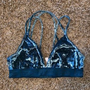 PINK  Blue Velvet Triangle Bralette